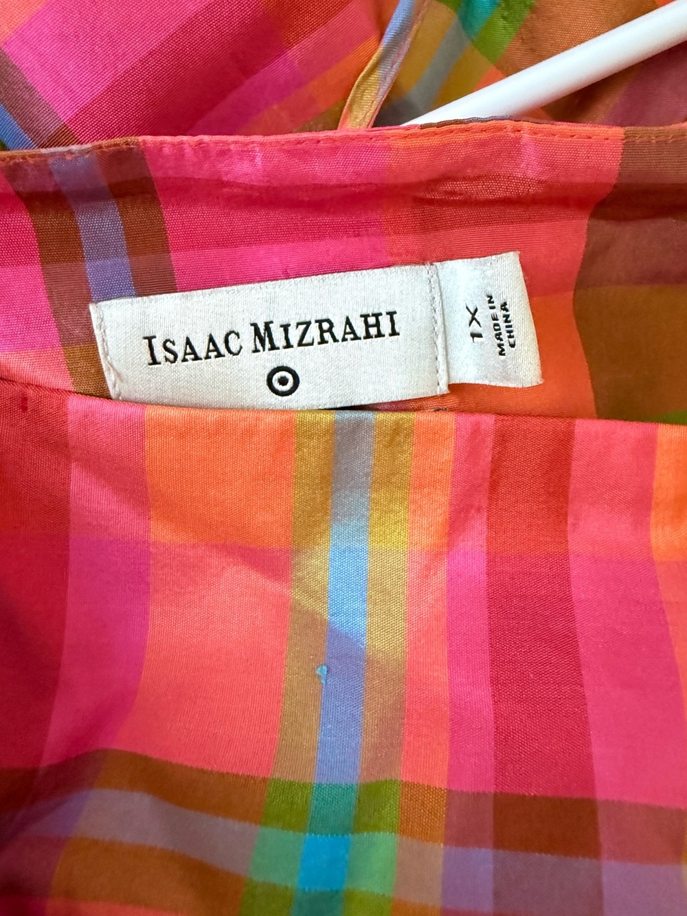 Isaac Mizrahi Bright Pink Plaid Fit-and-Flare silk Dress - Picture 6 of 7